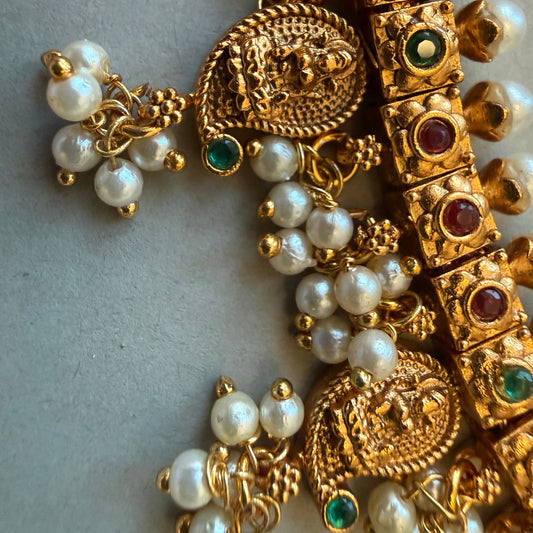 Temple-Inspired Pearl Drop Choker Necklace