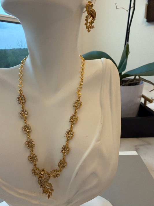 Gracie Gold plated peacock necklace with matching earrings