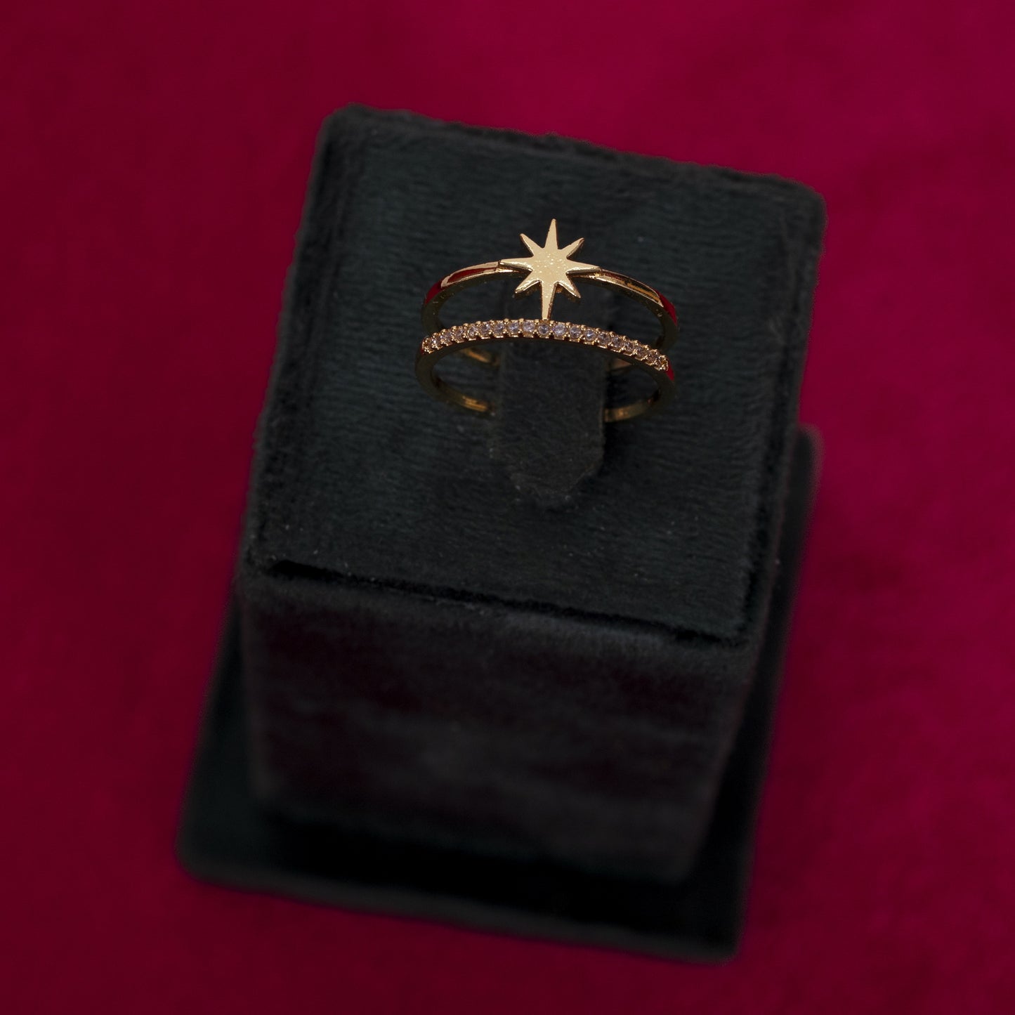 Celestial Starburst Double-Band Ring