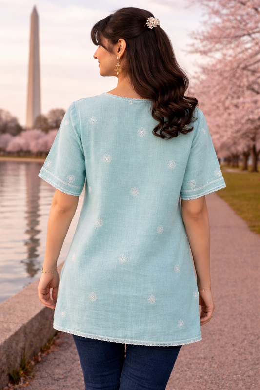 Victoria Sea green Chikankari kurta