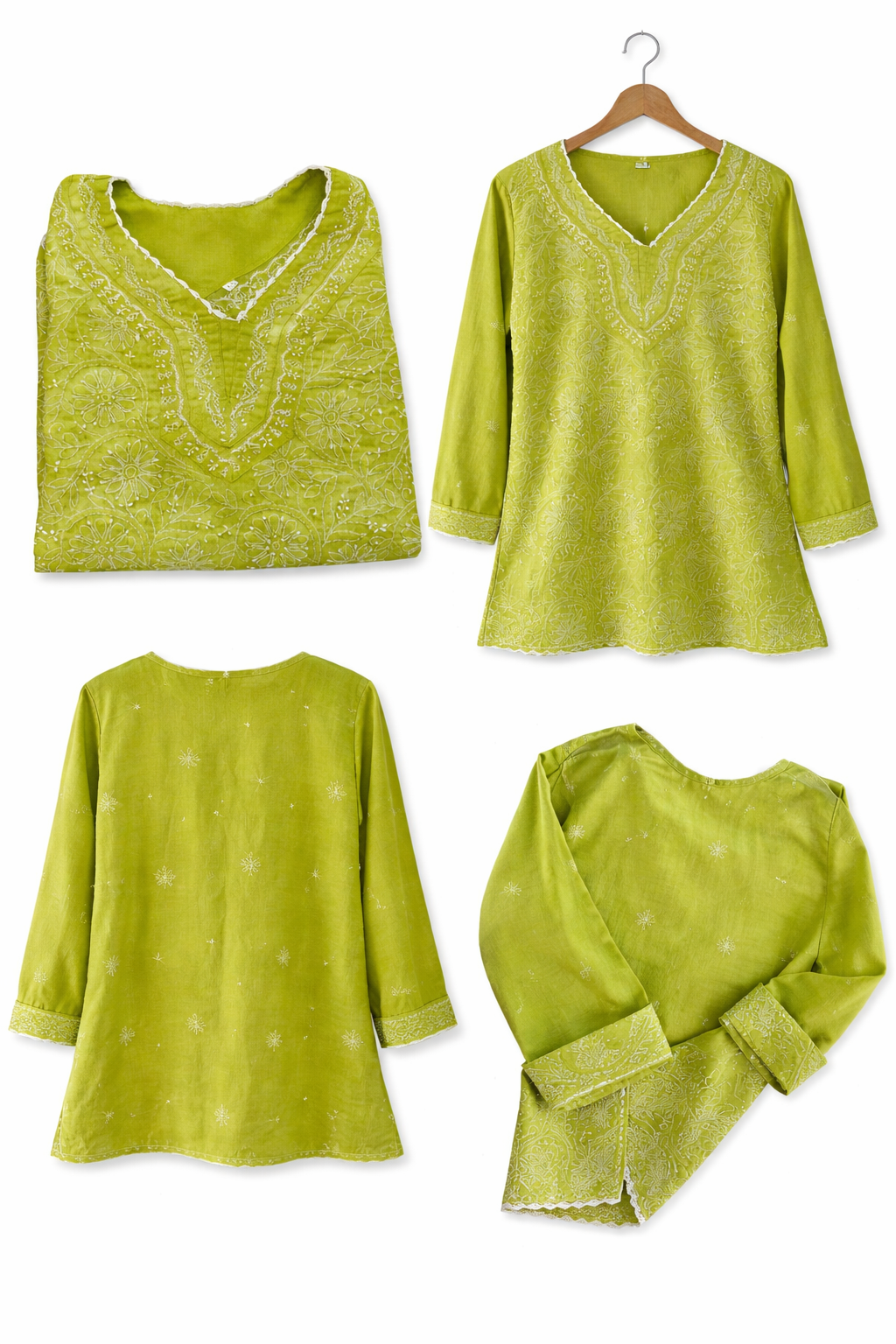 Zaitun Olive Green Chikankari Kurta