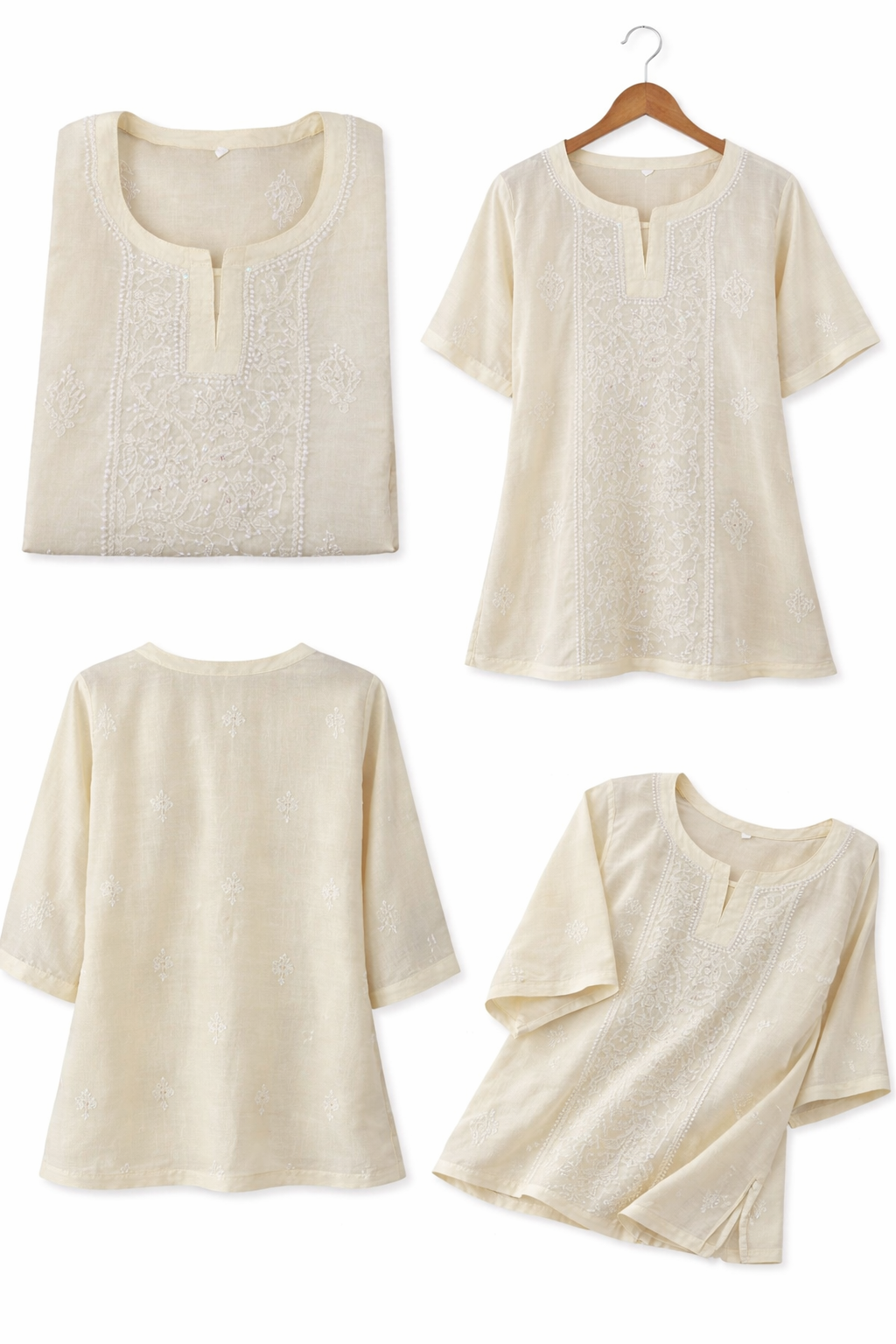 Noor-e-Chikan Cream Chikankari Kurta