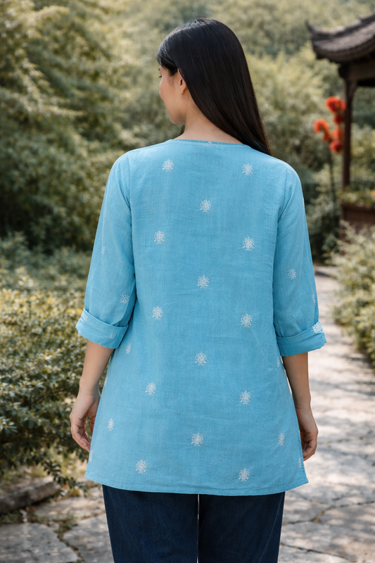 Neel β Sky Blue Chikankari Kurta