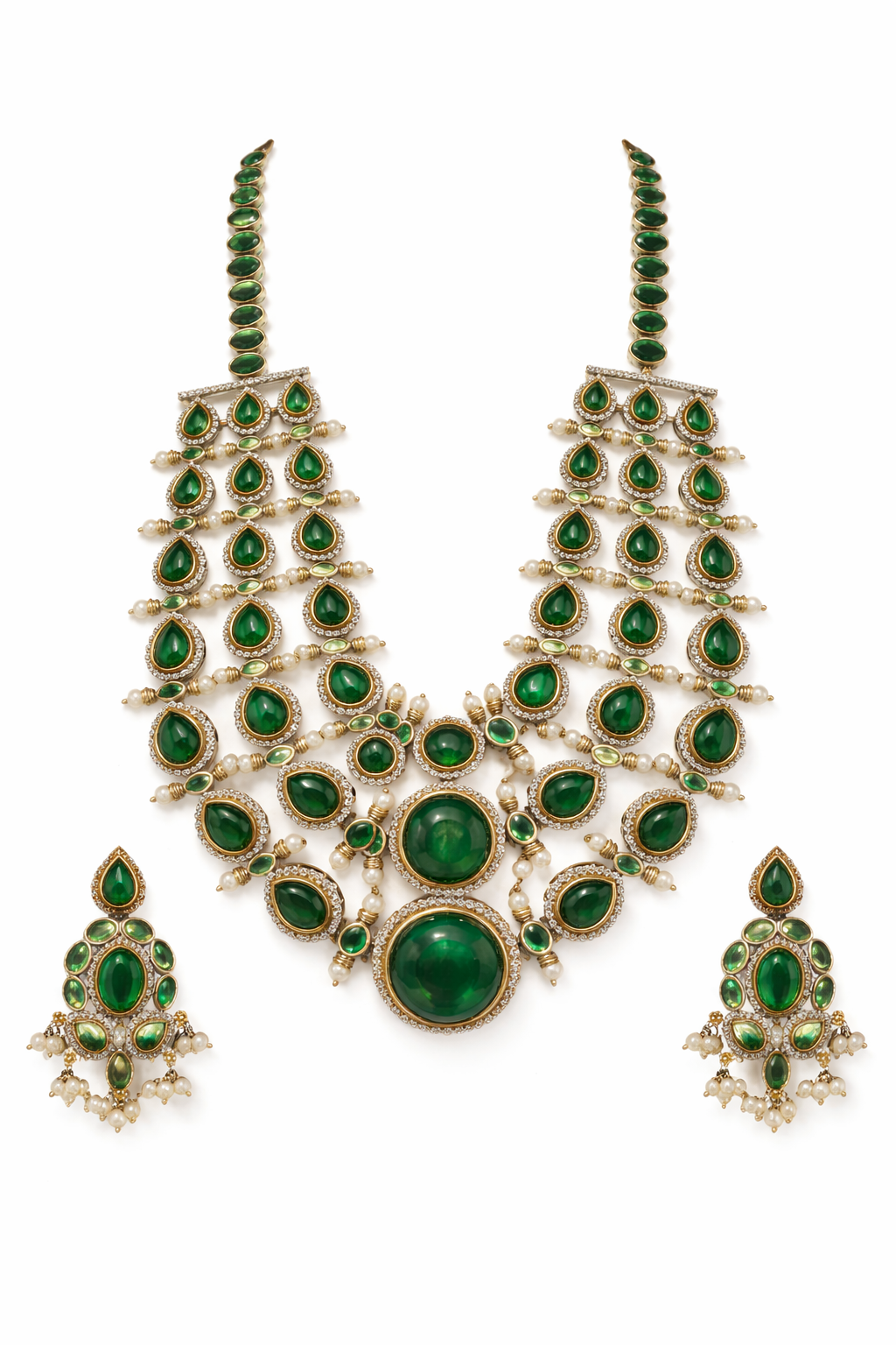 Nikita Green Kundan handcrafted statement necklace and earrings