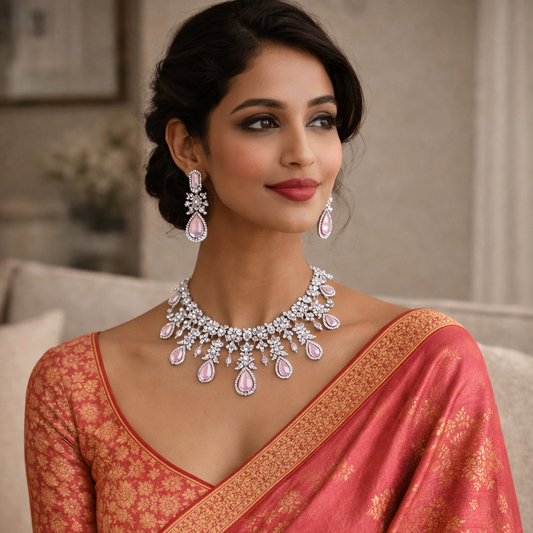 Pink and White Necklace Set