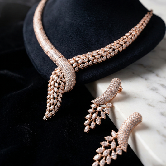 The Verdant Muse: Premium Marquise-Leaf Statement Set