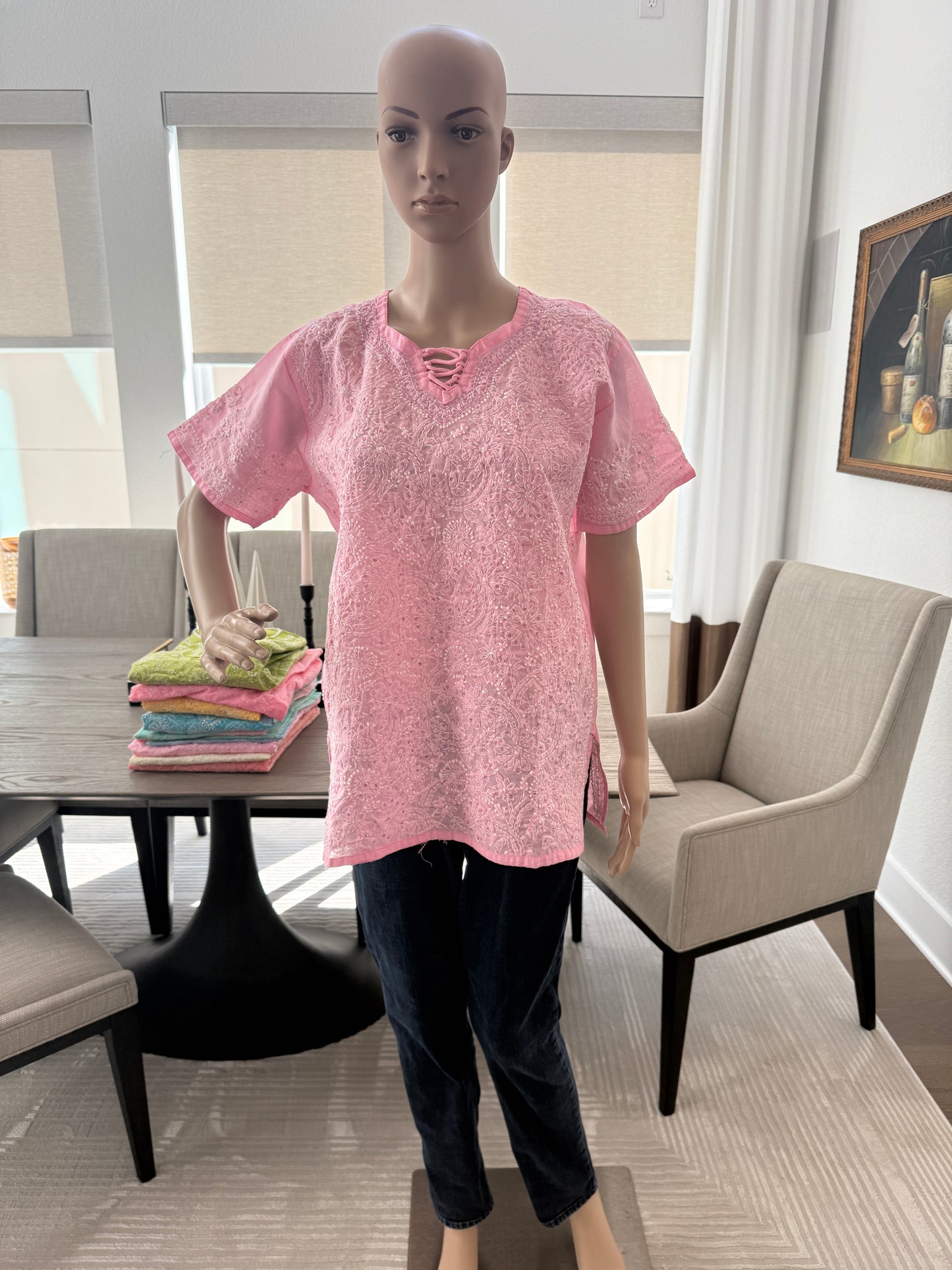 Megha Pink Chikankari kurta