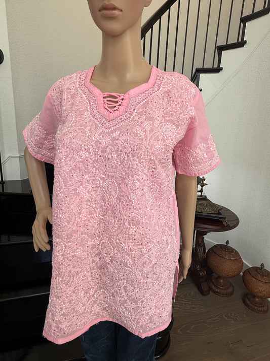 Megha Pink Chikankari kurta