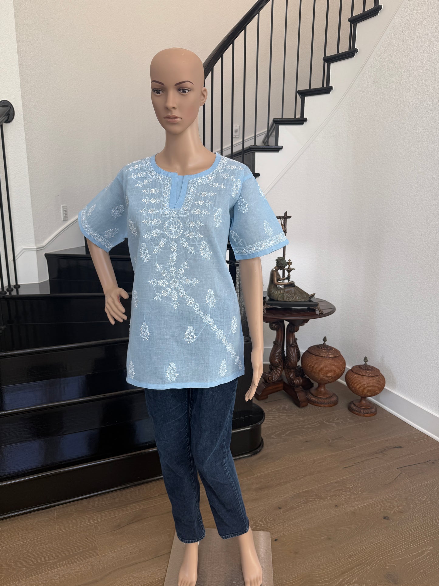 Nina Sky blue chikankari kurta