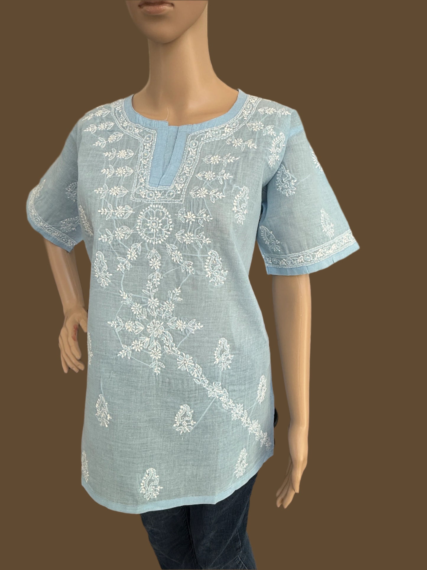Nina Sky blue chikankari kurta