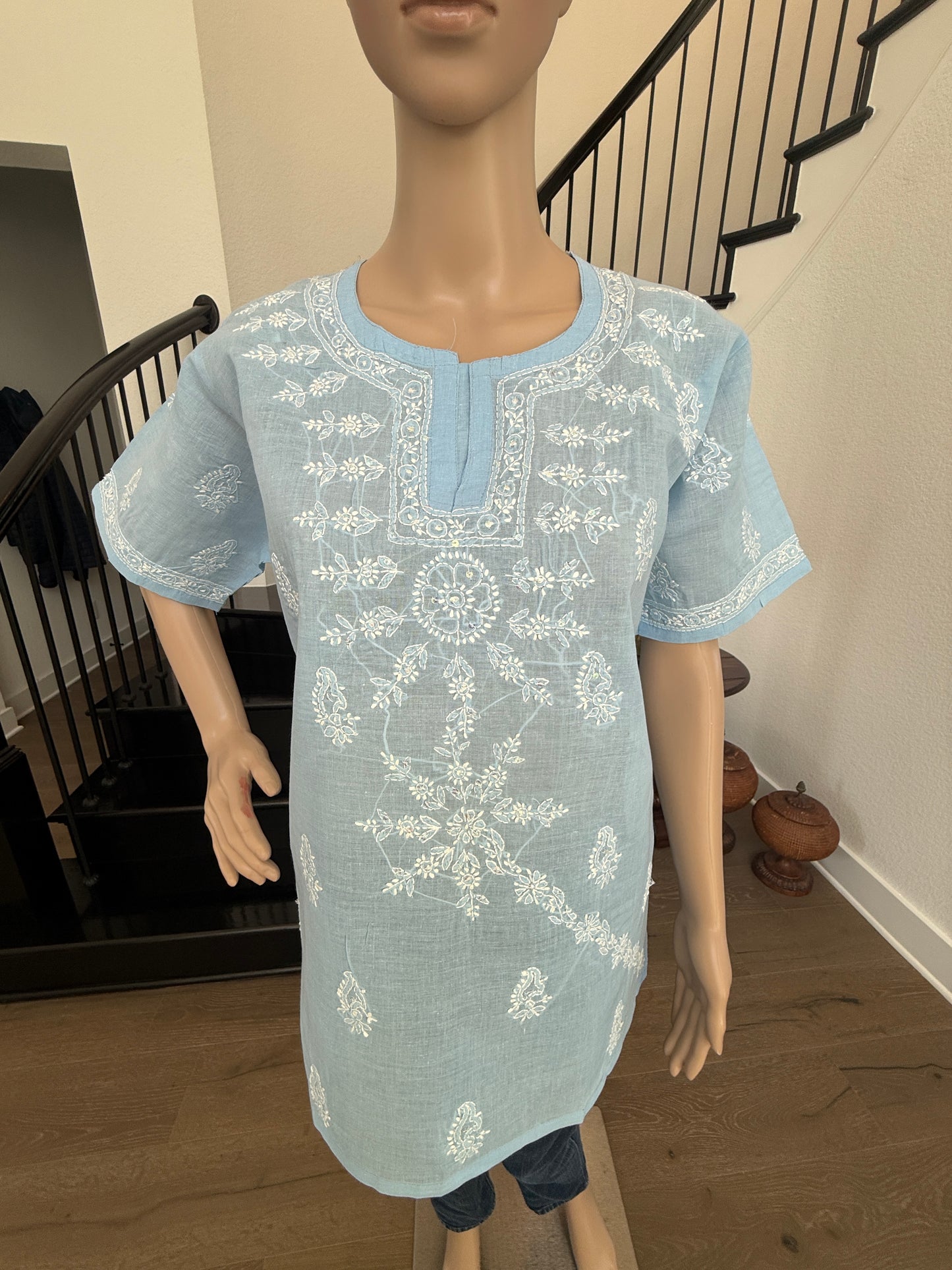 Nina Sky blue chikankari kurta