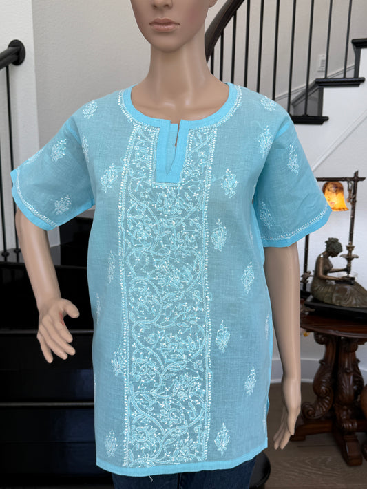 Priya Ocean Blue Chikankari Kurta