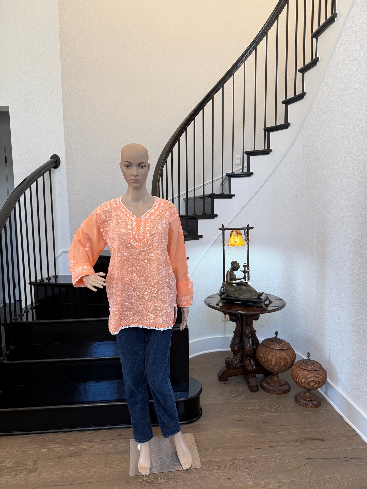 Kamali Peach Chikankari Kurta - Add a "Peach" of Elegance to Your Summer Wardrobe! ๐