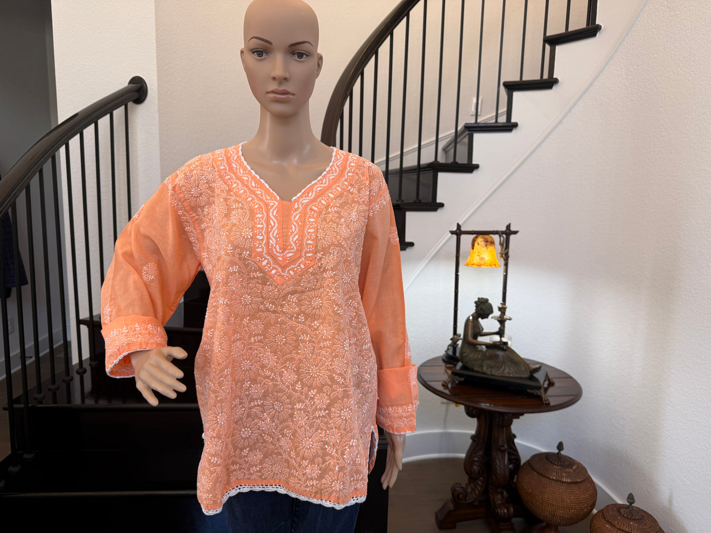 Kamali Peach Chikankari Kurta - Add a "Peach" of Elegance to Your Summer Wardrobe! ๐