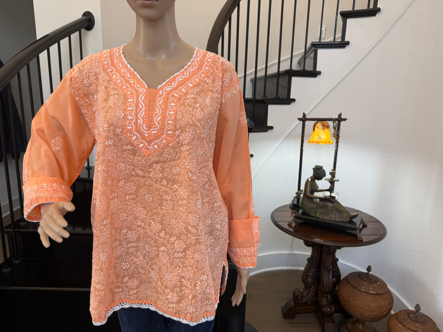 Kamali Peach Chikankari Kurta - Add a "Peach" of Elegance to Your Summer Wardrobe! ๐