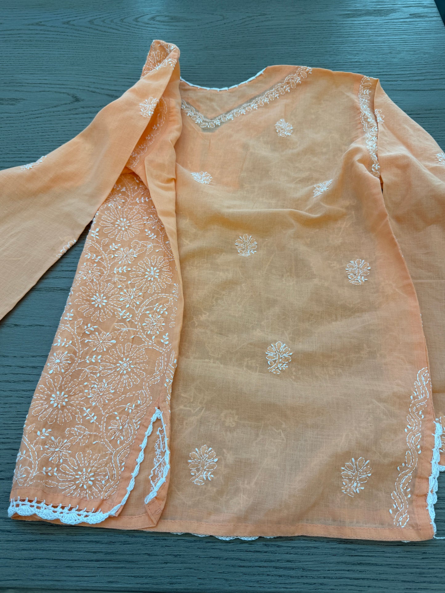 Kamali Peach Chikankari Kurta - Add a "Peach" of Elegance to Your Summer Wardrobe! ๐