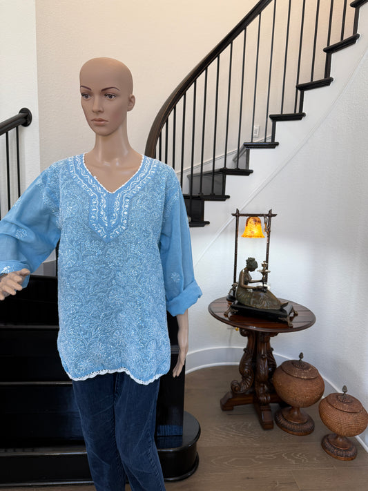Richa Baby Blue Chikankari Kurta