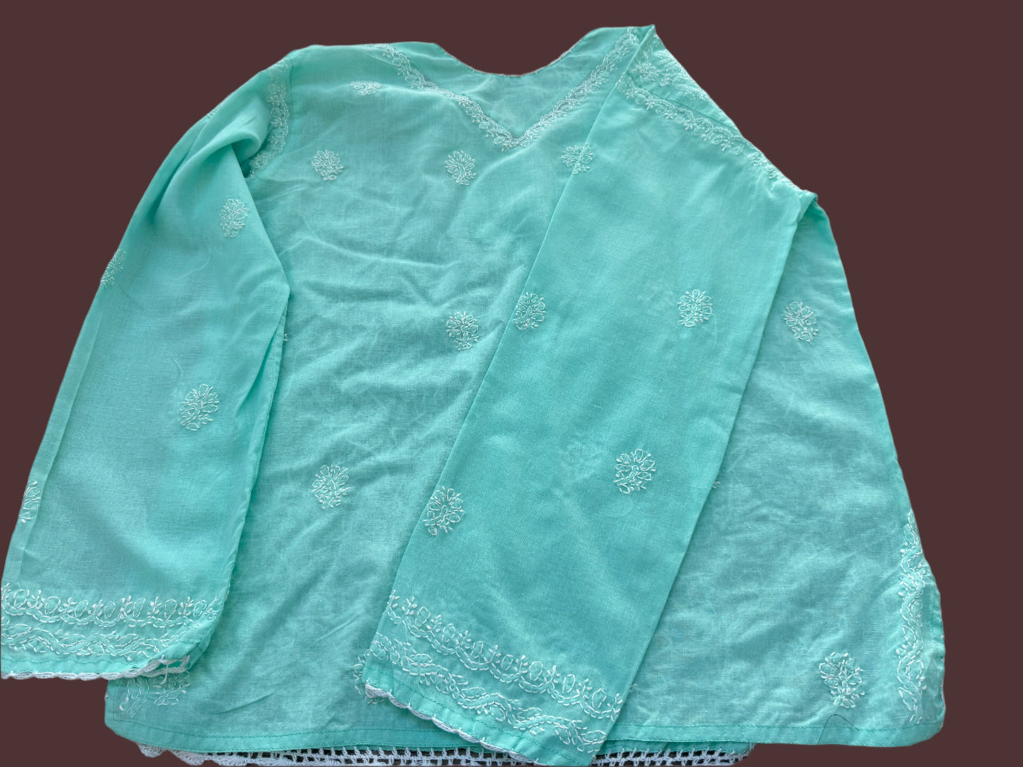 Anisha Pastel Green Chikankari Kurta - Handcrafted Elegance