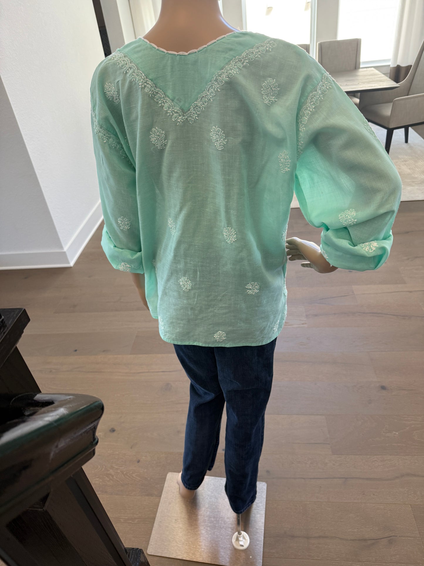 Anisha Pastel Green Chikankari Kurta - Handcrafted Elegance