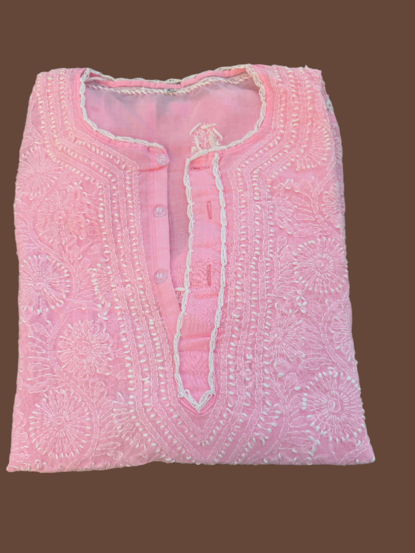 Rosabelle – Light Rose Chikankari Short Sleeve Kurta | A Touch of Soft Radiance 🌸