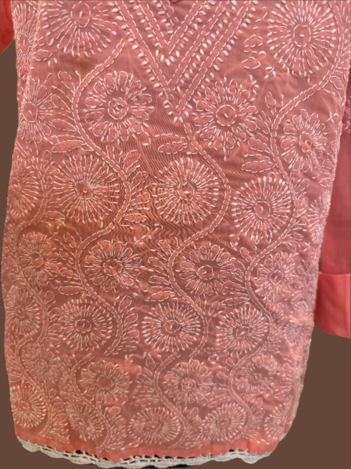 Rehana - Coral chikankari Kurta | A bouquet of roses