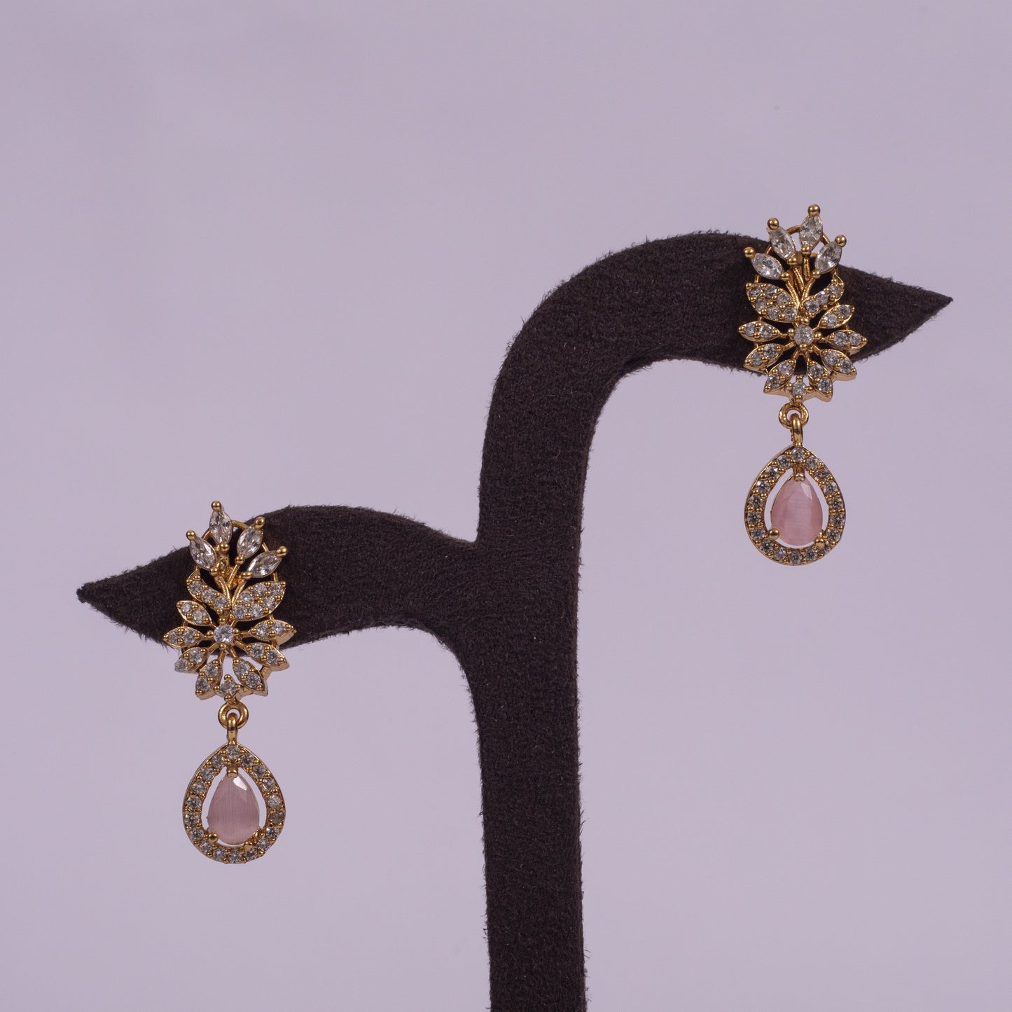 Premium Soft Pink & Gold Leaf Artisan Necklace Set