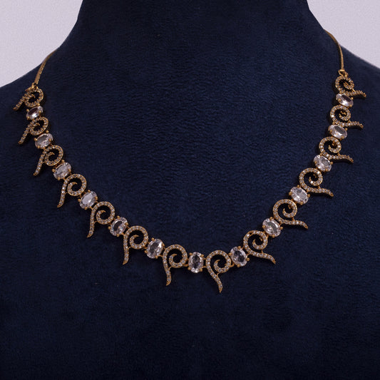 Aura of Elegance: Handcrafted Delicate Swirl Necklace and Drop Earring Suite