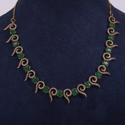 The Emerald Crest Scroll Necklace & Earring Set