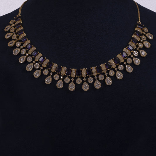 Midnight Sapphire Halo Drop Necklace Set