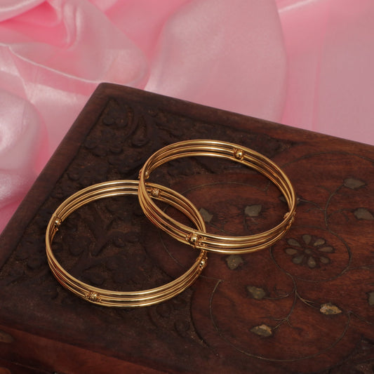 Mona Handcrafted Multi band gold plated bangle