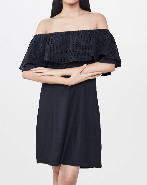 Black Flounce Off Shoulder Dress