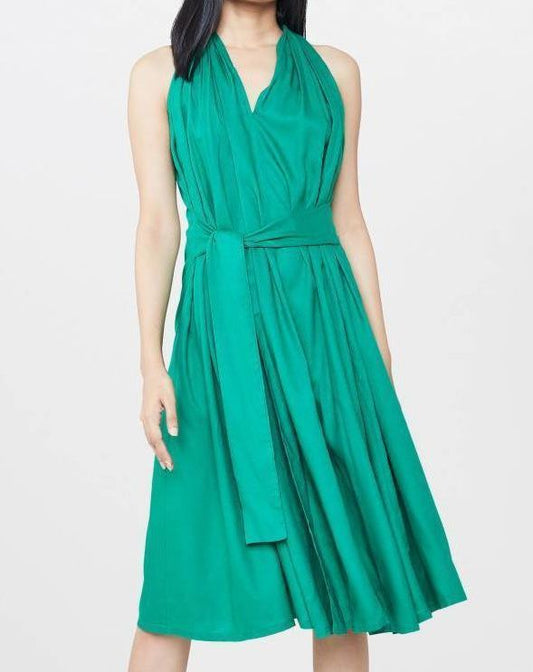 Adithi Emerald Tie-Up Dress