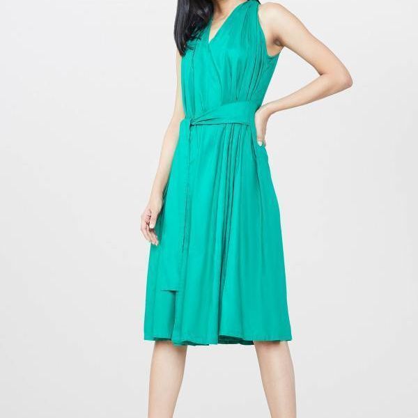 Adithi Emerald Tie-Up Dress