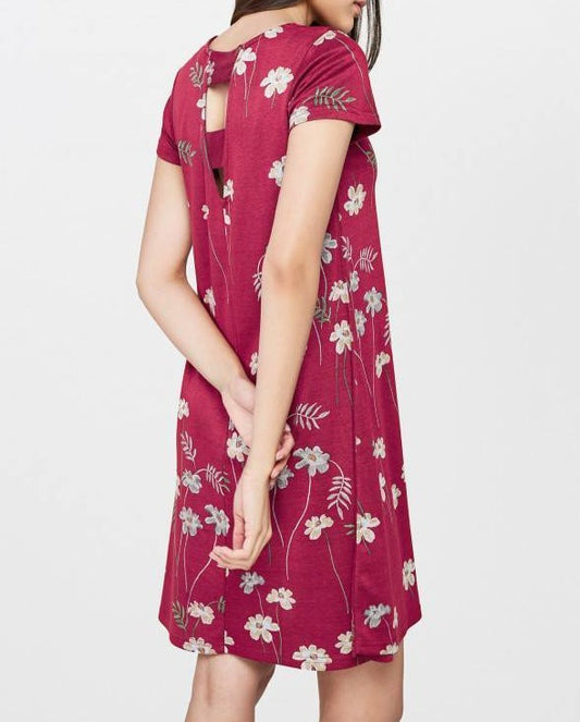 Burgundy Floral Shift Dress