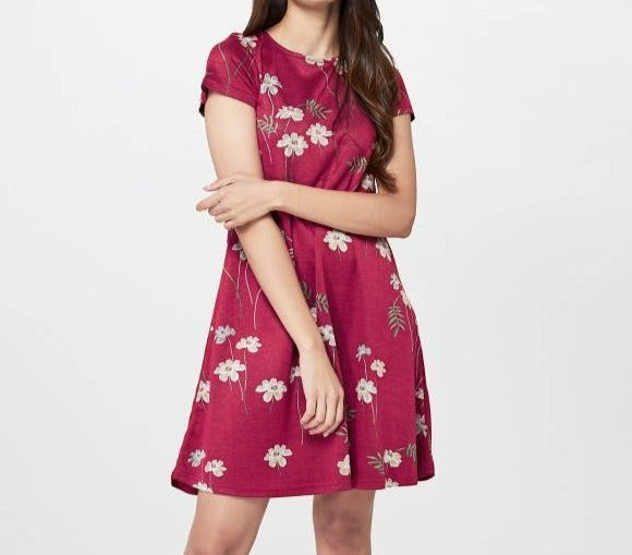 Burgundy Floral Shift Dress