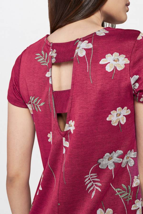 Burgundy Floral Shift Dress