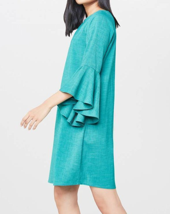 Flounce Sleeve Shift Dress