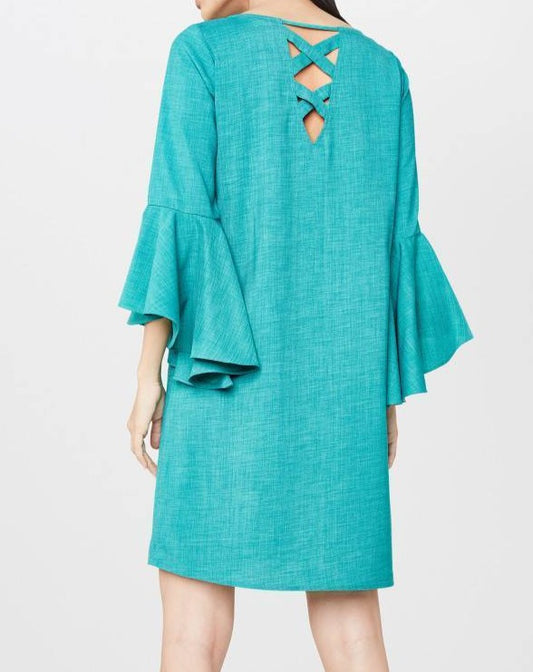 Flounce Sleeve Shift Dress