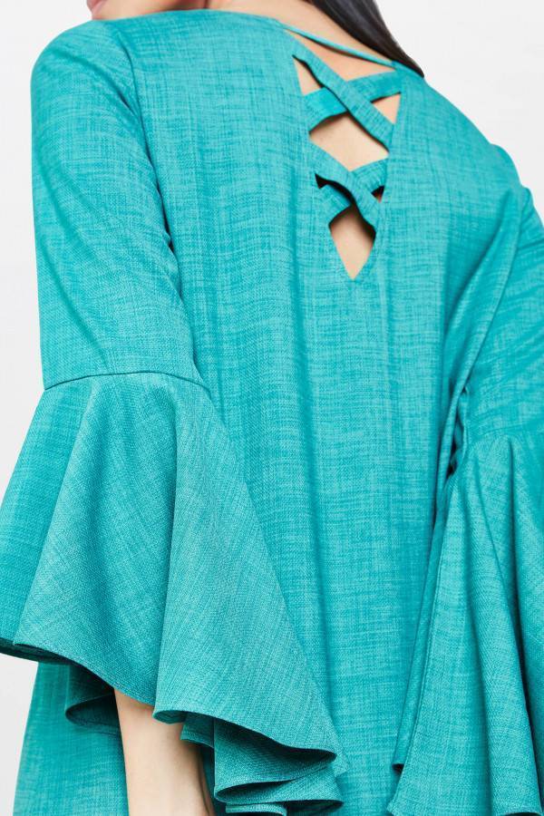 Flounce Sleeve Shift Dress