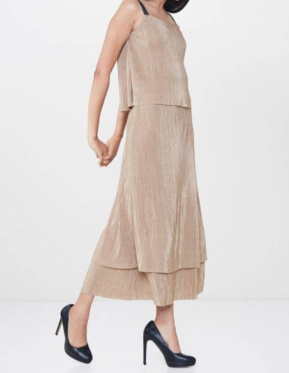 Metallic Knit Tiered Maxi Dress