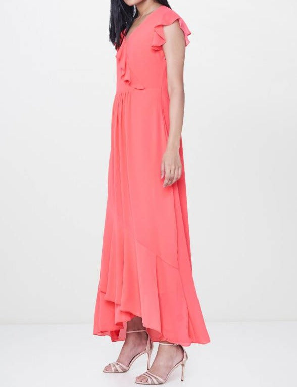 Coral Ruffled maxi dress