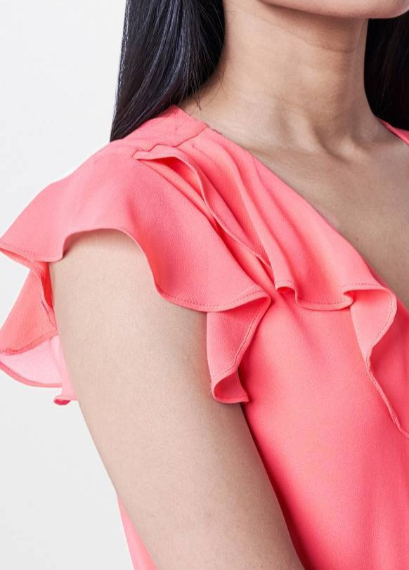 Coral Ruffled maxi dress