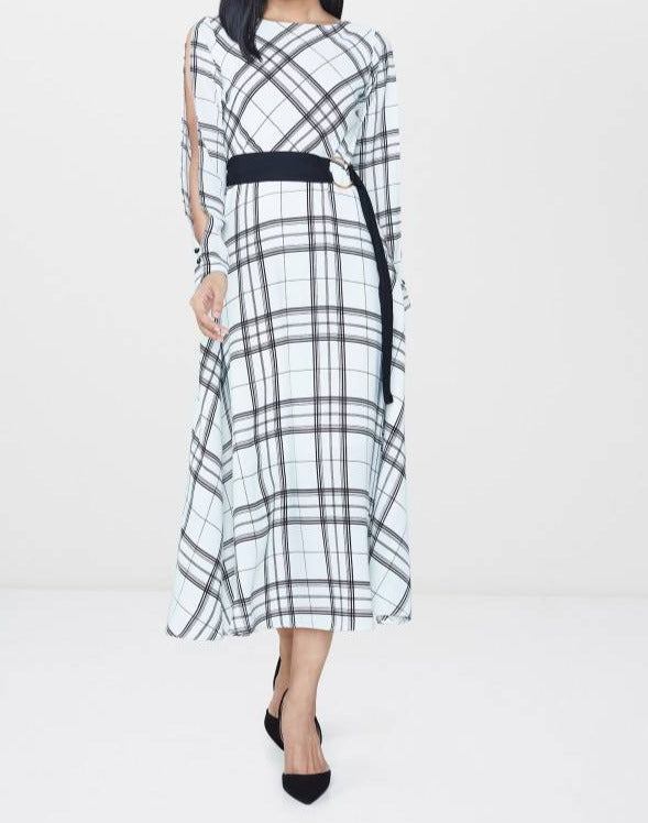 Black and White Checkered Midi