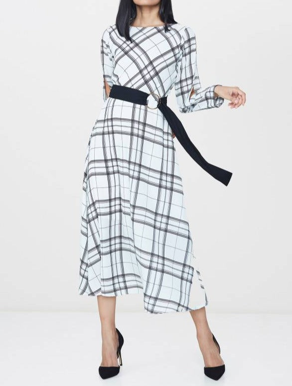 Black and White Checkered Midi