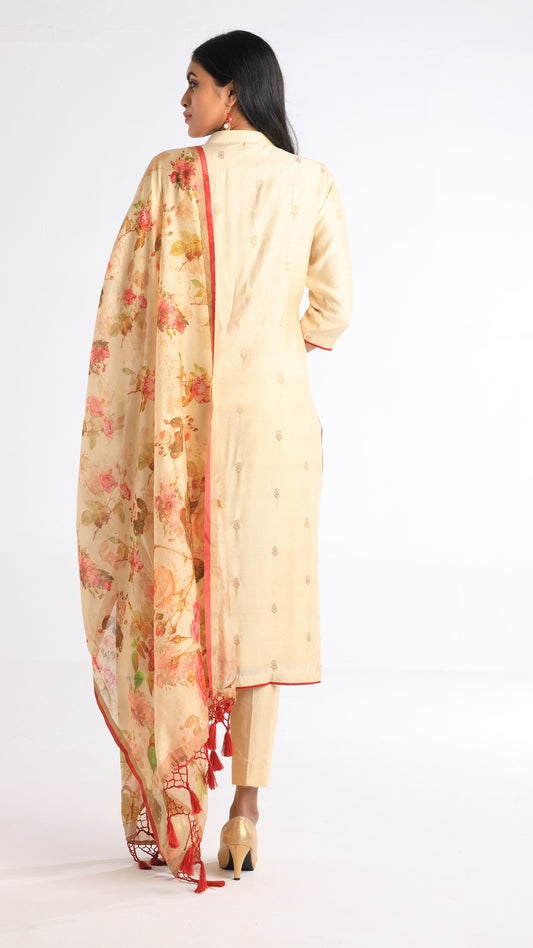Beige Floral Salwar