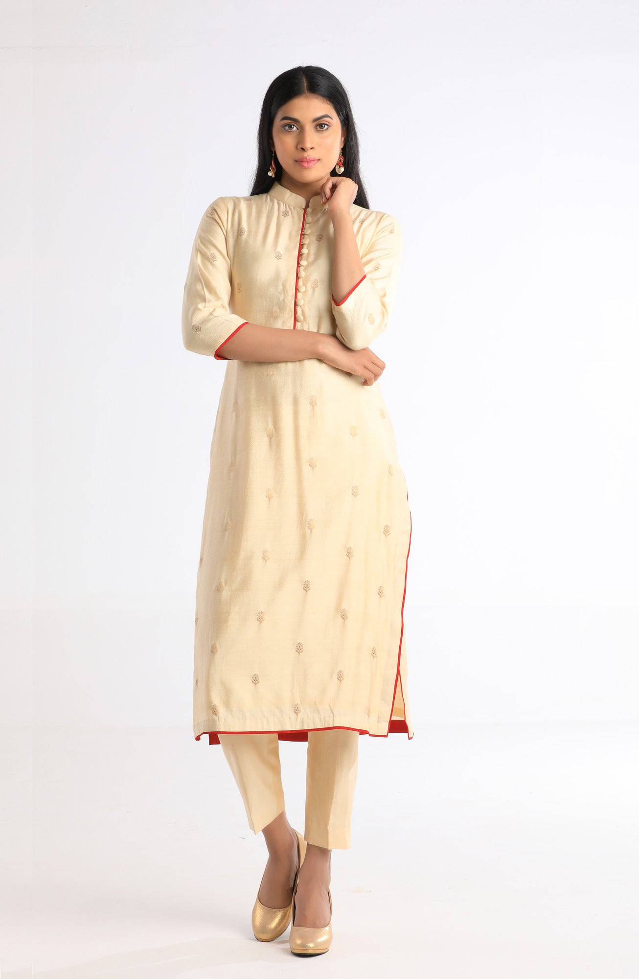 Beige Floral Salwar