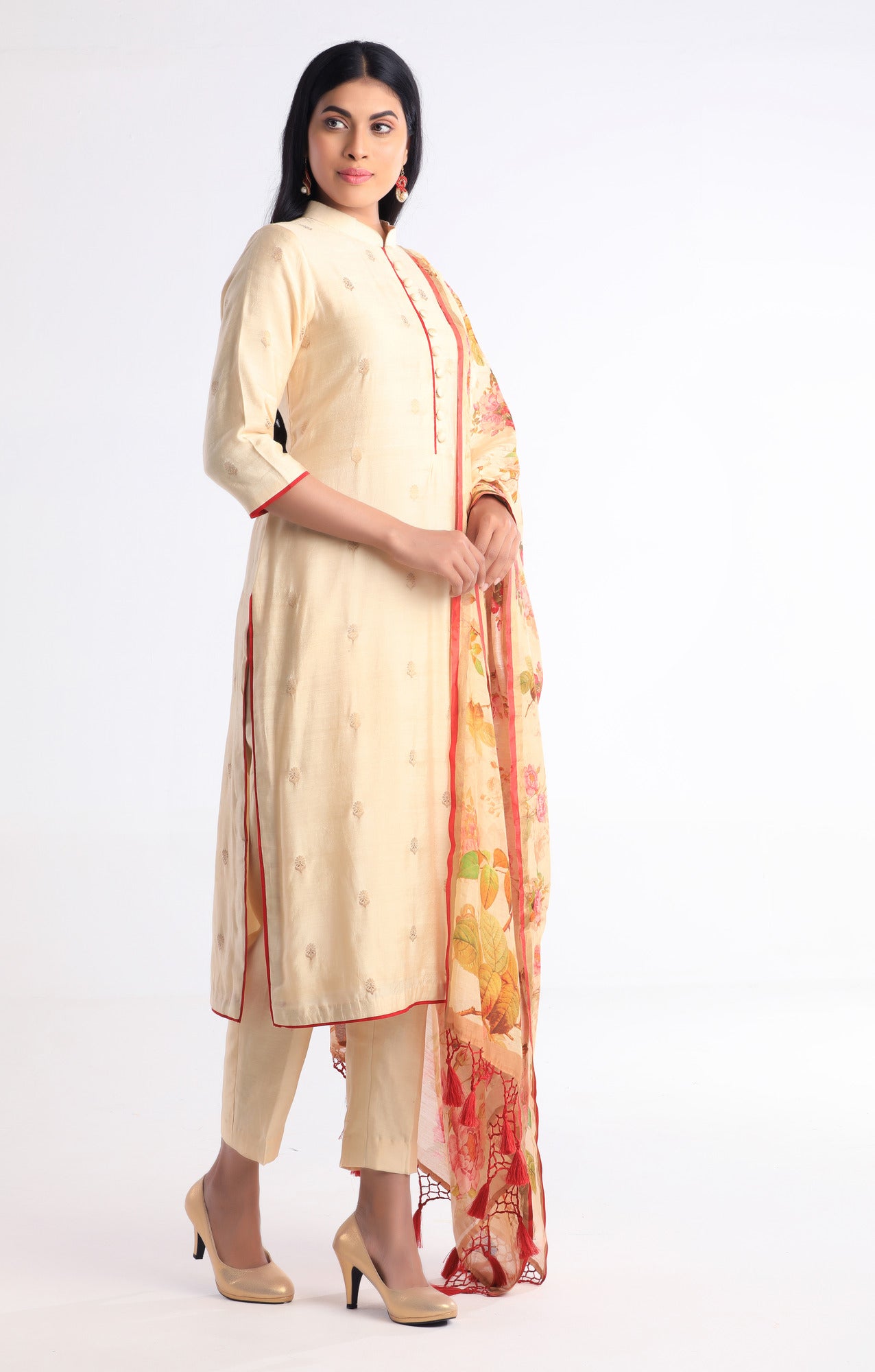 Beige Floral Salwar