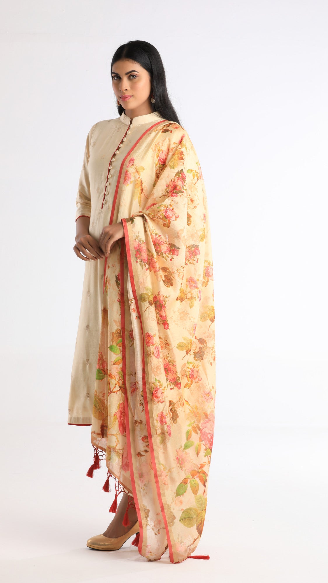 Beige Floral Salwar