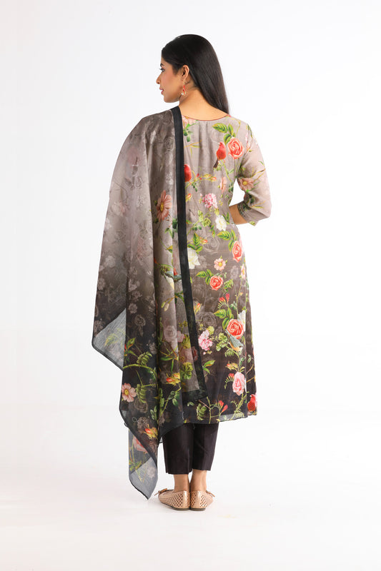 Mishka Black Floral Kurta Set
