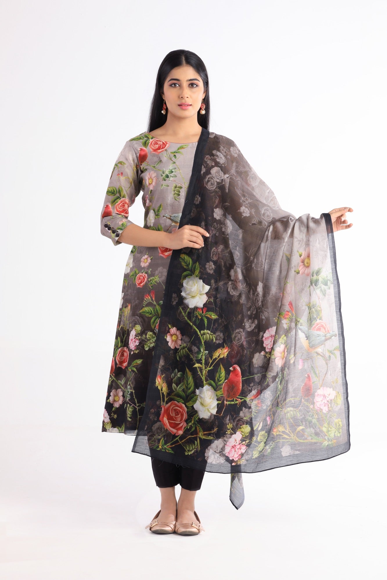 Mishka Black Floral Kurta Set